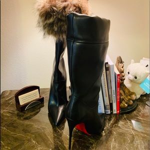 Authentic Christian Louboutin Black Fur Boot